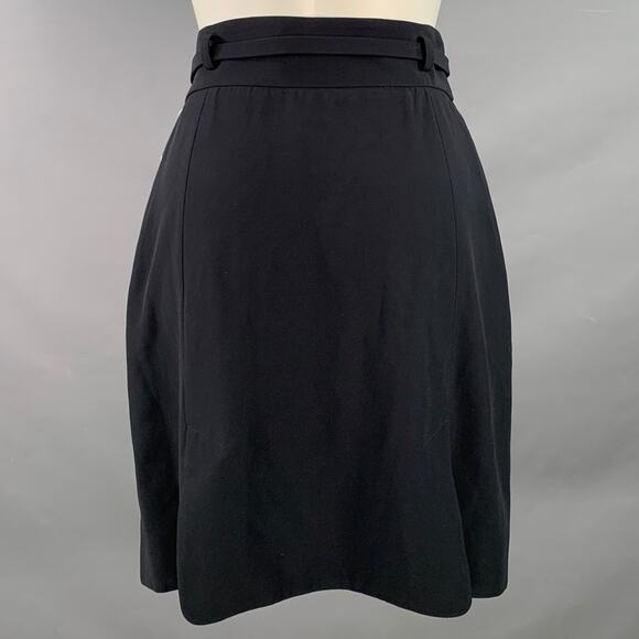 ALEXANDER MCQUEEN Size 8 Black Acetate Blend Double Breasted Belted Skirt - Picture 2 of 7
